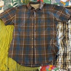 RVCA Men's Casual Plaid Shirt - Blue and Brown